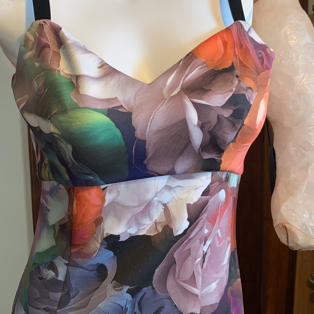 Ted Baker Floral Fit-and-Flare Dress in Multicolor (Green, Pink, Orange, Purple)